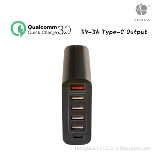 bestsellers in china 60W qualcomm quick charge 3.0 + 3A Type-C multiple USB Wall Charger Adapter devices